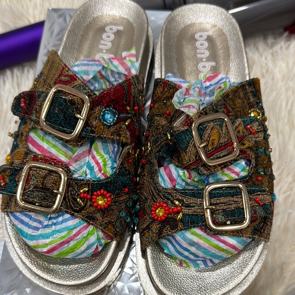 Bon Bonite Embellished Multicolor Sandals